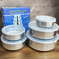 Lot de 5 boîtes de conservation alimentaire hermétiques en acier inoxydable avec couvercle – Boîte Bento et pot de conservation des aliments