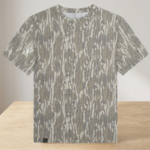 Chemise de pêche OEM en gros à manches courtes, respirante, extensible, résistante au rétrécissement, lavée, sportive, d'extérieur, camouflage vintage, UPF 50 - Product Image 1