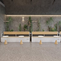 Tables et chaises tendance en PU pour salons de thé et cafés, stands de loisirs commerciaux pour centres commerciaux et rues, canapés muraux, dossiers et longues banquettes