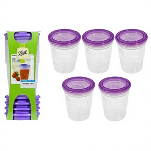 Plastic Circle Modern Minimalist Food Storage Containers Airtight Jars Bins Snack Boxes 5-Piece Set <strong>Microwave</strong> Safe 8 oz <strong>Small</strong> - Product Image 1