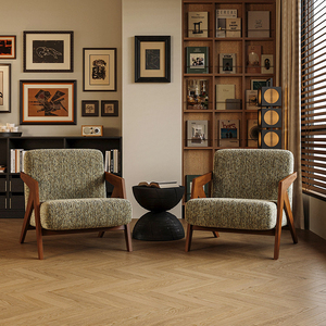 Poltrona Retrò Antica Rustica di Lusso, Arredamento Nordico Moderno, Sedia in Tessuto e Legno per <span class=keywords><strong>Soggiorno</strong></span>, Poltrona Lounge d'Accento - Product Image 5