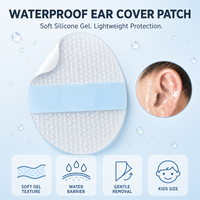 Autocollants d'oreille en gel de silicone en gros, couvre-oreilles étanches en film PU pour la natation, la douche, le bain, réutilisables et flexibles