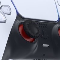 EXtremeRate Capuchons de manettes analogiques en forme de champignon rouge carmin et noir pour manettes PS5 et PS4
