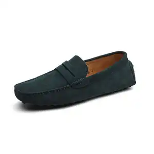 Wholesale Big Size OEM Cow Suede Leather Slip on Winter Driving Men's Casual Boat Shoes