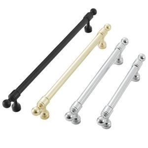 Poignées de tiroir en cuivre doré et poignées de meuble allongées en alliage d'aluminium noir, style nordique moderne, pour armoire et commode de cuisine - Product Image 1