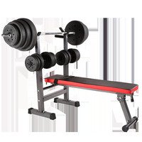 PINJIAN Home Fitness Banc de musculation multifonction pliable et réglable 4-en-1 avec support pour haltères et rack à squats