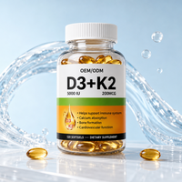 Complément Nutritionnel Quotidien Premium Vitamine D3 Plus K2 en Capsules Molles Formule Personnalisée Marque Blanche Vente en Gros pour Adultes