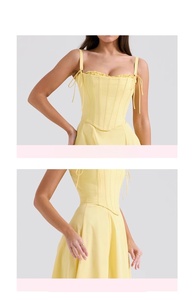 Set Corsetto <span class=keywords><strong>con</strong></span> Vita Alta e Lacci per Donna, Abito Midi <span class=keywords><strong>Lungo</strong></span> Giallo <span class=keywords><strong>con</strong></span> <span class=keywords><strong>Spacco</strong></span>, <span class=keywords><strong>Elegante</strong></span> e Casual, in Raso <span class=keywords><strong>con</strong></span> Spalline, Vendita all'Ingrosso, Novità 2024 - Product Image 5