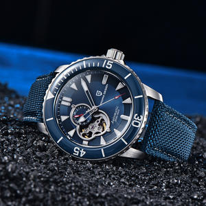 Reloj Mecánico Automático Berjani para Hombre, Esqueleto, Resistente al Agua 200m, Acero Inoxidable, Esfera Azul, PD-1674 - Product Image 3