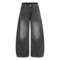 Jean de travail style cabane en bois, design rétro américain, pour hommes et femmes, coupe ample, jambe large, polyvalent, décontracté, style couteau courbé, pantalon long