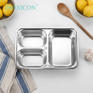 Vassoio per Fast <span class=keywords><strong>Food</strong></span> e Piatto da Cena in Acciaio Inox Ecologico e Durevole, Personalizzabile con 3/4/5 Scomparti Divisi - Product Image 1