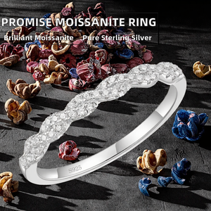 For Promise <b>Ring</b> 925 <b>Sterling</b> <b>Silver</b> Rhodium Plated Prong <b>Set</b> Moissanite D Color Engagement Wedding Band <b>Rings</b> Women Third - Product Image 2