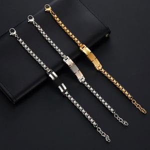 Custom 316l Stainless Steel <b>Men</b> Bracelet Engrave 14k 18k Gold Plated Fashion Chain Link Bracelets <b>for</b> <b>Men</b> - Product Image 2