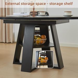 Bàn ăn có thể mở rộng 43.3 "-59" cho bàn tròn hiện đại 4-8 với lá ẩn tiết kiệm không gian, cơ sở chéo với kệ lưu trữ - Product Image 4