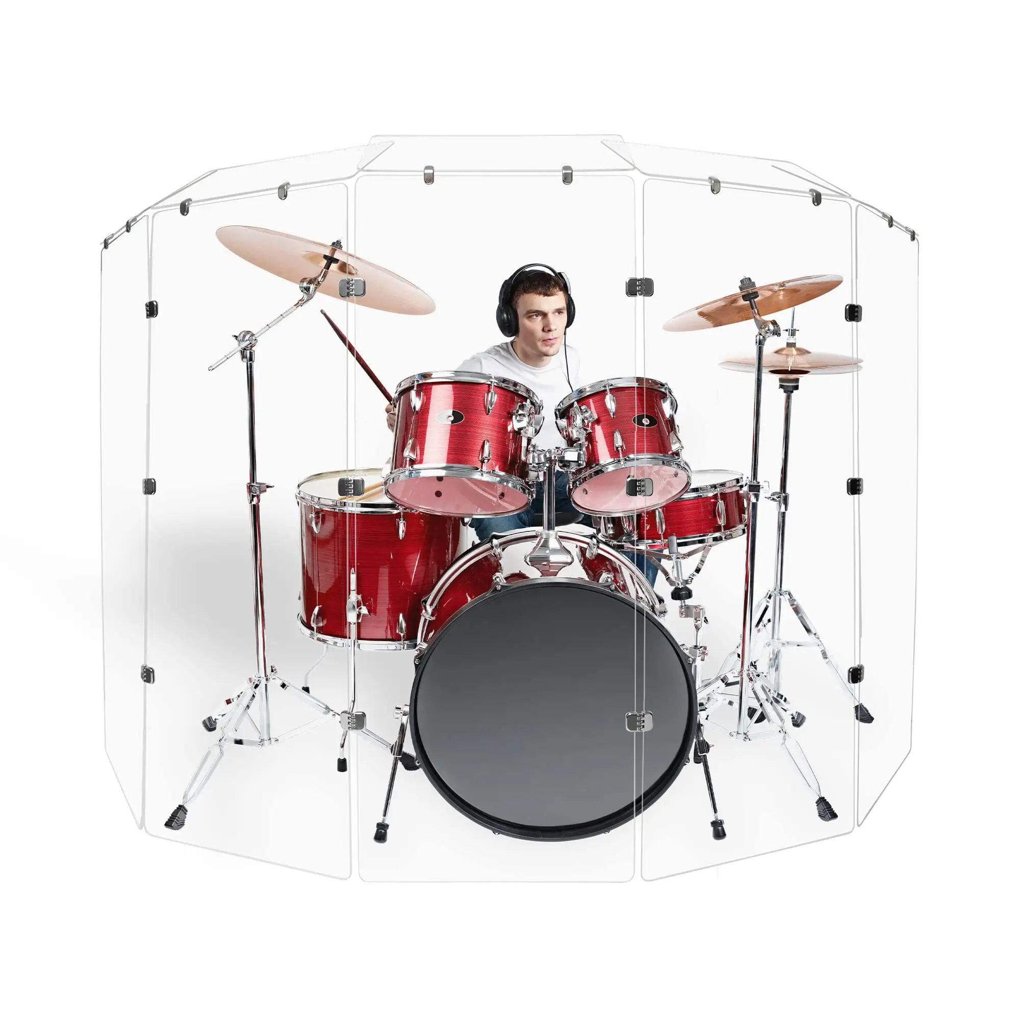 Acrylic Panels Drum Cage Shields Sound Barrier Booth Baffle Drum Set Sound Shield Drum Plexiglass Shield