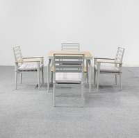Ensemble de table et de chaises de salle à manger d'extérieur en aluminium, meubles de jardin en métal durables et imperméables pour hôtel, patio, utilisation en extérieur