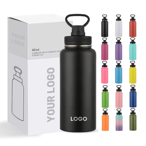 Business Gift <b>Large</b> 40oz Double Wall Insulated Stainless Steel Travel Sports <b>Flask</b> Water Bottle With Spout Lid and Handle - Product Image 1