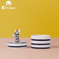 Plateau à bijoux en céramique avec couvercle décoratif zèbre pour cadeau ou artisanat