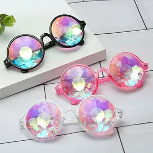Круглые очки-калейдоскопы с радужными линзами для Хэллоуина, фестиваля, вечеринки