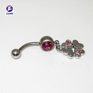 Trébol colgante <span class=keywords><strong>Piercing</strong></span> ombligo magnético vibrador <span class=keywords><strong>lengua</strong></span> vientre anillo joyería de acero inoxidable - Product Image 2