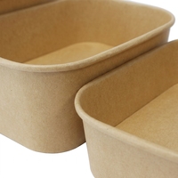 Boîte alimentaire rectangulaire en papier kraft personnalisée avec logo OEM, 500ml, 750ml, 1000ml, 1100ml, jetable, pour salades et repas à emporter