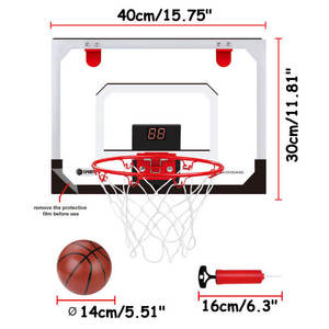 ชุดเกมบาสเก็ตบอลพลาสติกสำหรับเล่นในบ้าน พร้อมกระดานคะแนนอิเล็กทรอนิกส์ ไฟ LED ติดประตู ของเล่นห่วงบาสเก็ตบอลสำหรับเด็ก - Product Image 2