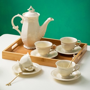 The Manufacturer Promotes European Style Simple Relief Ceramic Coffee Set Afternoon Tea Set - Product Image 5