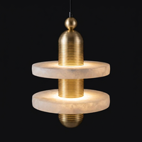 Lampe suspendue nordique mini en marbre avec abat-jour doré LED, angle de faisceau de 360°, luminaire suspendu au plafond pour salon