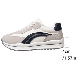 Retro Color Block Lace up Women Suede Platform <strong>Trainers</strong> Wear Resistant Tread Sole Footwear for Casual Daily Urban Street Wear - Product Image 6
