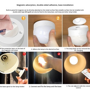 Smart Table Night E26 ABS LED Lamp Bulb High Quality Rechargeable 3-Color <b>Timer</b> Dimming with Remote Control for Bedroom Use - Product Image 5