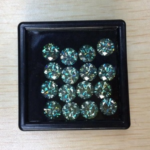 Pierre synthétique de moissanite ronde de couleur émeraude vert-bleu fantaisie, prix du diamant industriel - Product Image 3