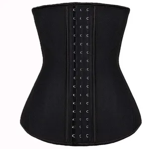 Phụ Nữ Thể Thao Cao Su Latex Eo Huấn Luyện Viên Cincher Thép Boned Corset Đen