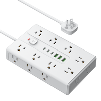 Multiprise industrielle VINISEM ABS 10A avec protection contre les surtensions, 16 prises, 3 USB-A, 3 USB-C, 3 ports, 1250W, pour hôpital et maison
