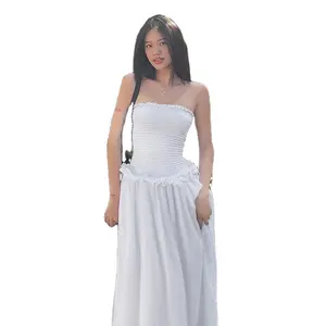 Women Frock Casual Dress Beach Backless Dresses Strapless Vacation Strapless Long Dresses Women Casual