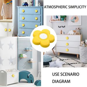 4 pièces jaune fleur forme caoutchouc souple dessin animé <span class=keywords><strong>porte</strong></span> fenêtre poignées enfants chambre placard armoire tiroir tire <span class=keywords><strong>vis</strong></span> - Product Image 5