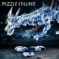 MJI Block 13093 Dragón de Hielo Mecánico, 1646+ Piezas, Rompecabezas Creativo, Bloques de Construcción, Figuras de Acción, Juguete para Niños