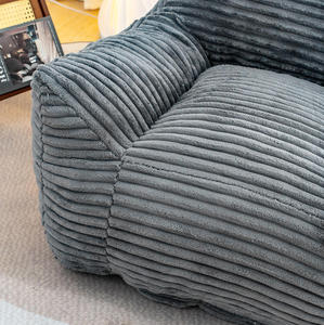 Fauteuil pouf surdimensionné de luxe moderne avec pieds en bois, tissu en velours côtelé écologique – Chaise d'appoint confortable pour salon et chambre à coucher - Product Image 4