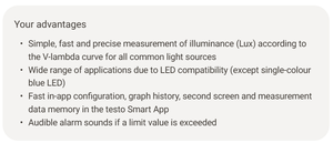 Medidor de Luz Digital Testo 545, Medidor de Iluminancia Portátil con Conexión a Aplicación Móvil - Product Image 3