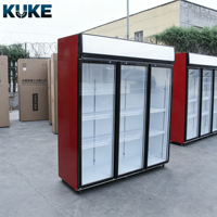 Réfrigérateur commercial grande capacité à trois portes, monotempérature, à froid ventilé, pour boissons, avec étagères réglables et couleur personnalisable