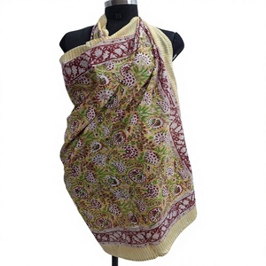 Women's Summer Type Cotton <b>Sarong</b> Indian Handmade Boho Scarf Floral Beachwear Quick Dry Breathable Plus Size - Product Image 1