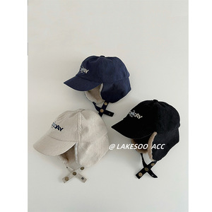 Casquette de baseball en velours côtelé avec doublure en polaire, chapeau unisexe automne-hiver pour couple, design bec de canard amincissant le visage - Product Image 2