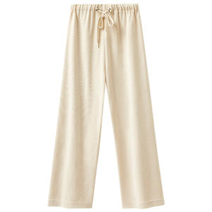 Pantalones de Maternidad de Pierna Ancha con Cordón Ajustable, Tejidos, Corte Recto, para Mujer, Otoño 2025, Nuevo Estilo - Product Image 1