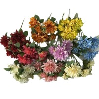 Nouvel Arrivage Transfrontalier : Dahlias Peints à l'Huile à 7 Têtes, Fleurs Artificielles et Verdure Fournies par le Fabricant, Vente en Gros pour Mariages et Événements