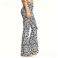 Großhandel Damen High-Waist Flare Yoga-Hosen Retro Schneeleoparden-Druck Schlaghosen Schwarz-Weiß Gepardenmuster Leggings