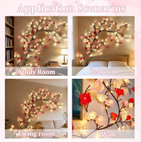 Guirlande lumineuse LED flexible en forme de rose, télécommandée et à intensité variable, pour la décoration murale intérieure et l'éclairage de Noël