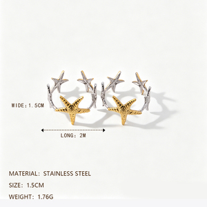 Anello regolabile a forma di stella marina in acciaio inossidabile placcato oro, moderno ed elegante per feste - Product Image 2