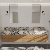 Plan de toilette en marbre Calacatta Viola Tostone Premium avec motifs de veines uniques, taille personnalisée disponible pour la conception de salles de bain à domicile