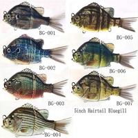 Deux sections appâts de glisse Leurre bluegill à naufrage lent Pêche au soleil Corps non peints Leurres de pêche à queue de soie en plastique