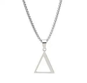 Stainless Steel Pyramid Pendant Necklace Custom Symbol Jewelry Geometric Triangle Greek Letter Delta Charm Necklace