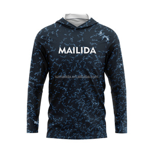 Chemises de pêche à manches longues pour hommes personnalisées, protection solaire UPF 50, vêtements de sport d'extérieur performants, jersey sublimé à capuche - Product Image 3